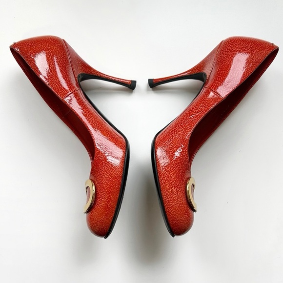 Bally Patent Heels Pumps Gold Logo - Picture 3 of 8